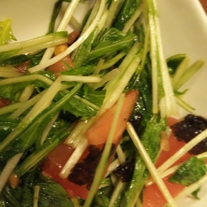 水菜とトマトの韓国のりあえサラダ